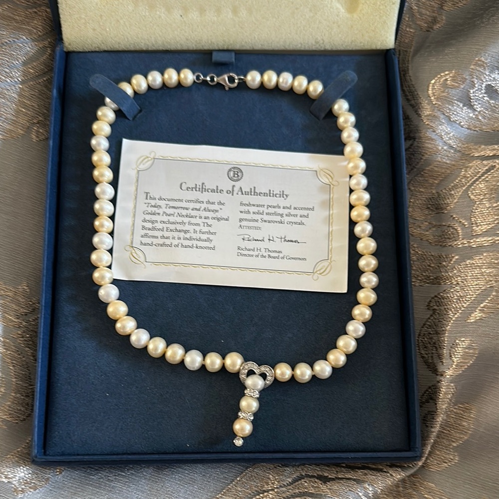 The Bradford Exchange Cream and Silver Pearl Necklace